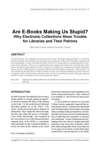 خرید و دانلود نسخه کامل کتاب Are E-Books Making Us Stupid?: Why Electronic Collections Mean Trouble for Libraries and Their Patrons_686bea2605fa1.jpeg خرید و دانلود نسخه کامل کتاب Are E-Books Making Us Stupid?: Why Electronic Collections Mean Trouble for Libraries and Their Patrons