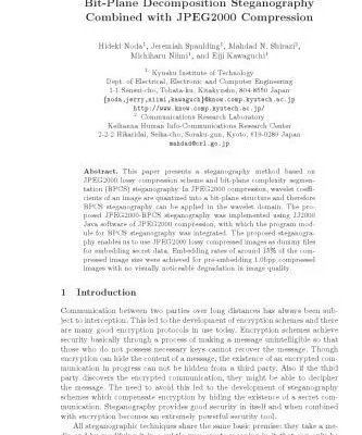 خرید و دانلود نسخه کامل کتاب Bit-Plane Decomposition Steganography Combined with JPEG2000 Compression