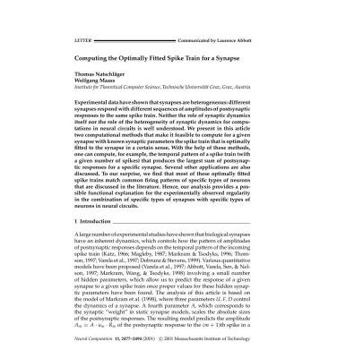 خرید و دانلود نسخه کامل کتاب Computing the Optimally Fitted Spike Train for a Synapse