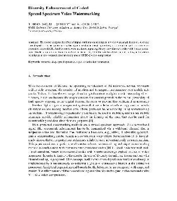 خرید و دانلود نسخه کامل کتاب Diversity Enhancement of Coded Spread Spectrum Video Watermarking