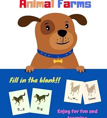 خرید و دانلود نسخه کامل کتاب Vocabulary Flash Cards Cartoon Animals Farm: Fill in blank word kind of animal farm for Kids and Preschools for Learning & Skill Development  –  +   PDF