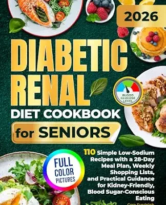 خرید و دانلود نسخه کامل کتاب زبان اصلی Diabetic Renal Diet Cookbook for Seniors: 110 Simple Low-Sodium Recipes with a 28-Day Meal Plan, Weekly Shopping Lists, and Practical Guidance for Kidney-Friendly, Blood Sugar-Conscious Eating | دانلود کتاب خارجی